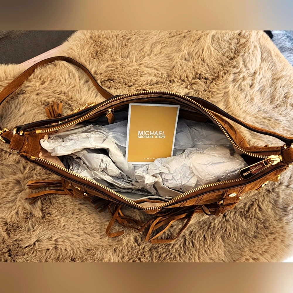 Michael Kors Brown Suede Fringe Shoulder Bag